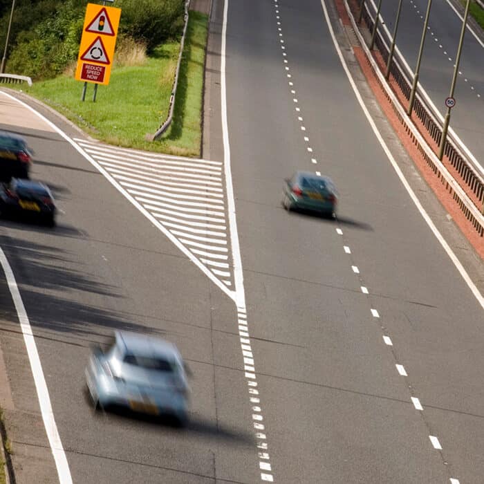 Exit ramp on highway