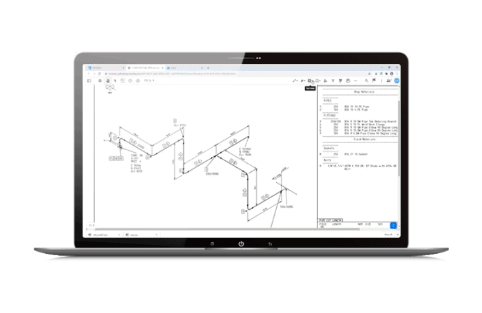 Computer screen of OpenPlant Isometrics Manager showing plant documentation