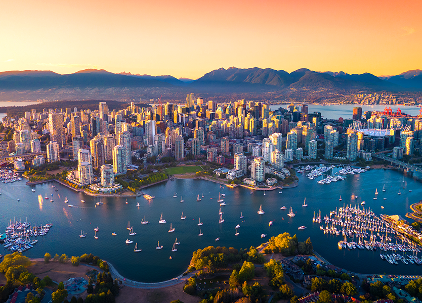 An aerial view of the city of vancouver. | Bentley Systems | Infrastructure Engineering Software Company An aerial view of the city of vancouver.